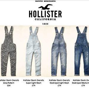 NEW Hollister boyfriend overall super light wash